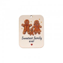 Ξύλινο Μοτίφ "Sweetest Family Εver" 55x41mm/3mm Ø2.5mm