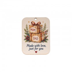 Ξύλινο Μοτίφ "Made with love just for you" 55x41mm/3mmØ2.5mm