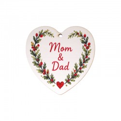 Ξύλινο Μοτίφ "Mom & Dad" Καρδιά 65x65mm/3mm Ø2.8mm