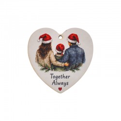 Ξύλινο Μοτίφ Καρδιά "Together Always" 55mm/3mm Ø2.5mm