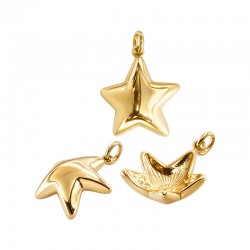 Stainless Steel 304 Charm Star 13x15mm