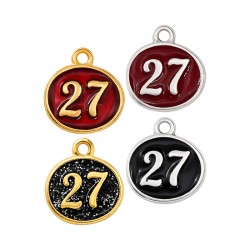 Μεταλλικό Ζάμακ Μοτίφ "27" με Σμάλτο 13x11mm/2mm Ø1.7mm