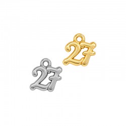 Μεταλλικό Ζάμακ Χυτό Μοτίφ "27" 10x8mm/2mm Ø1.4mm