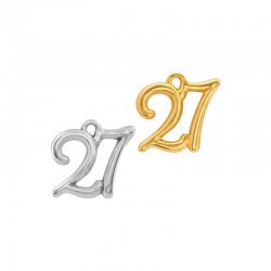 Μεταλλικό Ζάμακ Χυτό Μοτίφ "27" 22x18mm/6mm Ø2.3mm