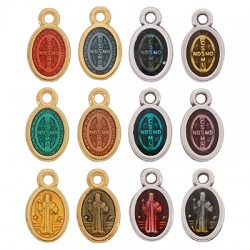 Enameled Zamak Charm Oval Cross & Jesus 8x11mm