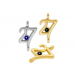 Μεταλλικό Ζάμακ Μοτίφ "27" με Μάτι & Σμάλτο 12mm/2mm Ø1.7mm
