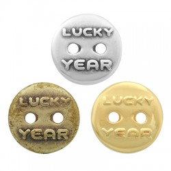 Bouton Porte-Bonheur rond en Zamak « Lucky YEAR » 16 mm