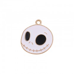 Enameled Zamak Pendant Round Skull 19.39x21.8mm