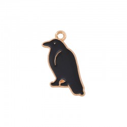 Enameled Zamak Pendant Crow 12.3x24.3mm