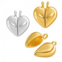 Zamak Charm Heart  9x16mm/10mm Ø2.3mm (2pcs/Set)