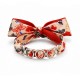 Bracelet with Red Print Scarf, Silver Rings & Bow