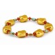 Bracelet with Embossed Gold & Oval Turquoise Beads