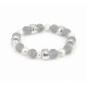 Bracelet with Pearls & Textured Silver Acrylic Beads