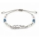 Bracelet with Silver Angel Wing, Pearls & Blue Crystals
