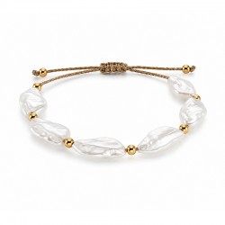Bracelet with Elongated Baroque Pearls & Gold Beads