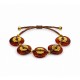 Bracelet with Red Ceramic & Gold-Tone Metal Discs