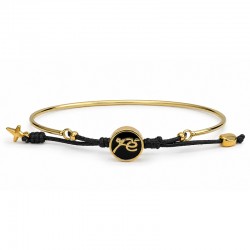 Gold Bracelet with “Fe” Faith Charm & Black Enamel