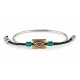 Silver Bracelet with a Bronze Eye Charm on a Black Cord