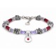 Mixed-Bead Bracelet with Red Enamel Pendant