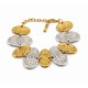 Link Bracelet with Smooth Gold & Textured Silver Oval Discs