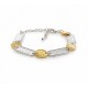 Link Bracelet with Hammered Silver Bars & Gold Discs