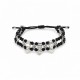 Bracelet with Black Beads, Silver Flowers & Triangle Charms