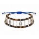 Bracelet with Silver Eyes, Vertical Bars & Amber-Blue Cubes