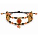 Ethnic Bracelet with Black-Orange Beads & Gold Medallions