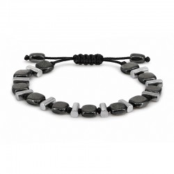 Hematite Bracelet with Flat Round Beads & Bar Spacers