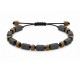 Hematite Bracelet with Black & Gold Fluted Cube Beads