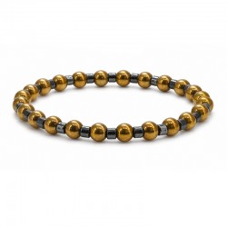 Ελαστικό Βραχιόλι με Χρυσές & Μαύρες Χάντρες Αιματίτη