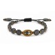 Macramé Bracelet with Flat Hematite Beads & Gold Evil Eye