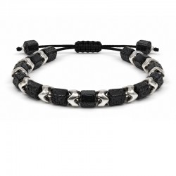Bracelet with Faceted Hematite Beads & Silver Zigzag Spacers