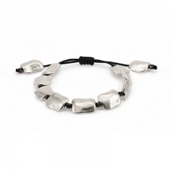Bracelet with Irregular Silver Pebble Beads & Black Spacers