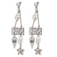 Silver Earrings with Pearls, Star & Enamel Evil Eye Charm