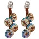 Drop Earrings with Colorful Ceramic Discs & Brown Suede Cord