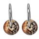 Silver Hoop Earrings with Mosaic-Pattern Ceramic Bead