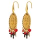 Gold Earrings with Sacred Heart Medallion & Cross Charms