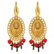 Gold Earrings with Sacred Heart Medallion & Cross Charms
