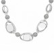 Silver Necklace with Irregular Acrylic Beads & Pearls