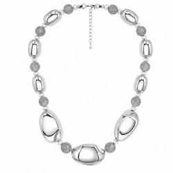 Silver Necklace with Irregular Acrylic Beads & Pearls