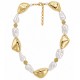 Gold Necklace with Irregular Acrylic Beads & Pearls