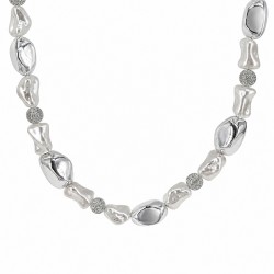 Silver Statement Necklace with Pearls & Organic Elements