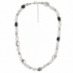 Silver Statement Necklace with Pearls & Organic Elements