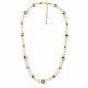 White & Gold Pearl Necklace with Small Glitter Beads