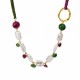 Necklace with Pearls, Fuchsia-Green Beads & Gold Ring