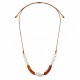Necklace with Baroque Pearls & Amber Tubes on Brown Cord