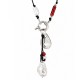 Necklace with Red Tubes, Silver Drop & Toggle Clasp