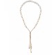 Necklace with Baroque Pearls & Lariat Tie on Brown Cord