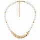 Necklace with White Pearls, Gold Bars & Baroque Pearls